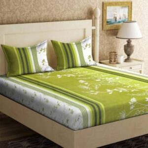 Decent Home 140 TC Microfiber Double Floral Flat Bedsheet??(Pack of 1, Green)
